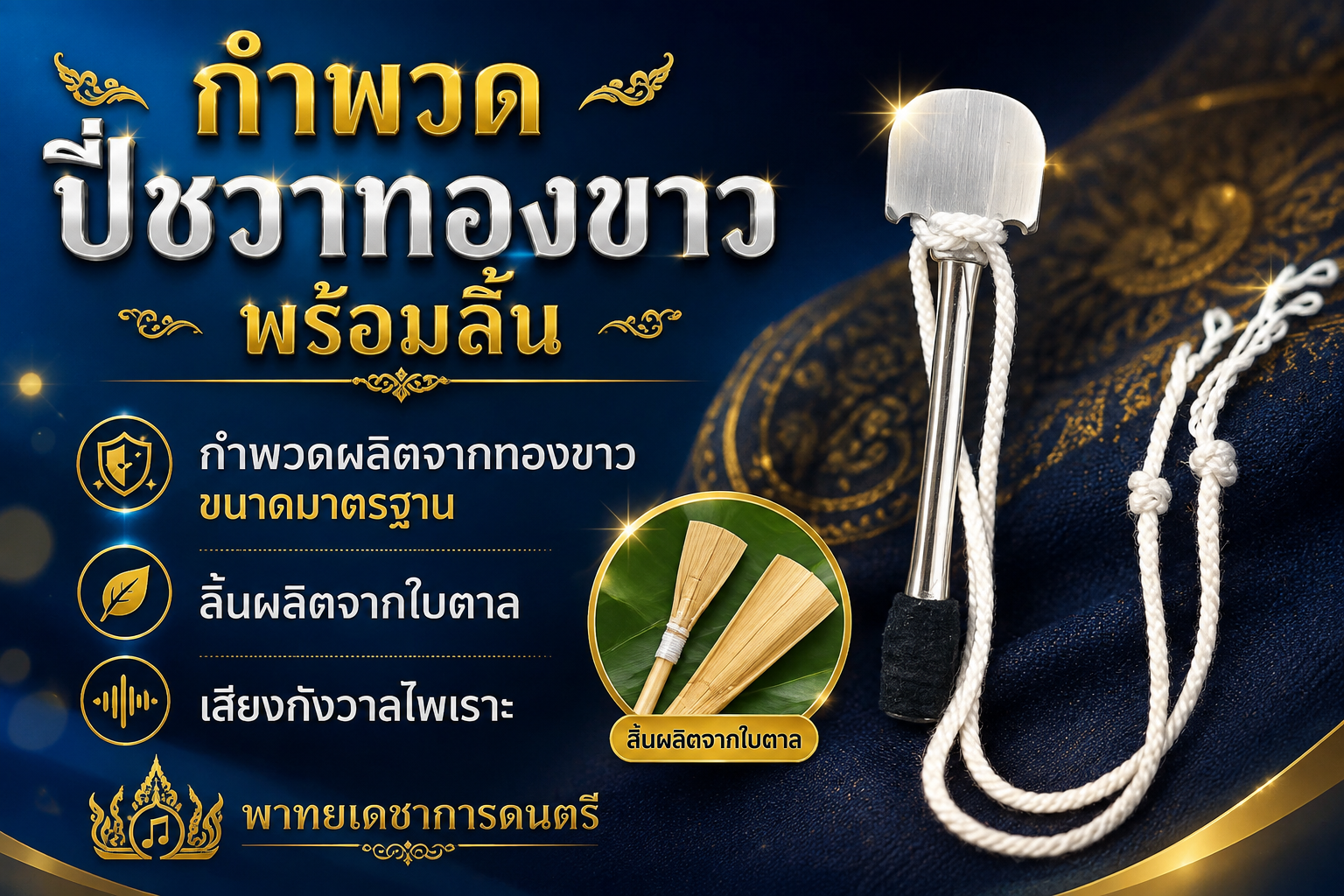 กำพวดปี่ชวาทองขาวพร้อมลิ้น